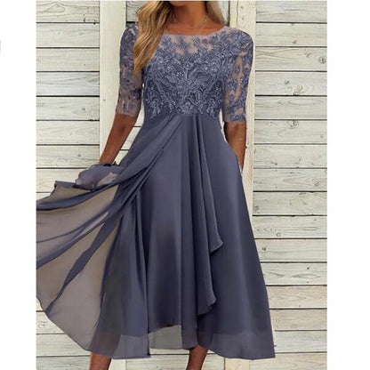 ND | robe midi en mousseline de soie avec manches transparentes en longueur midi