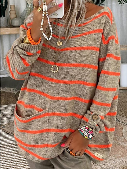 ND | Pull-over en tricot rayé avec poches