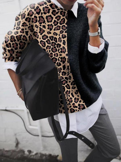 ND | Pull chic en patchwork léopard pour femme