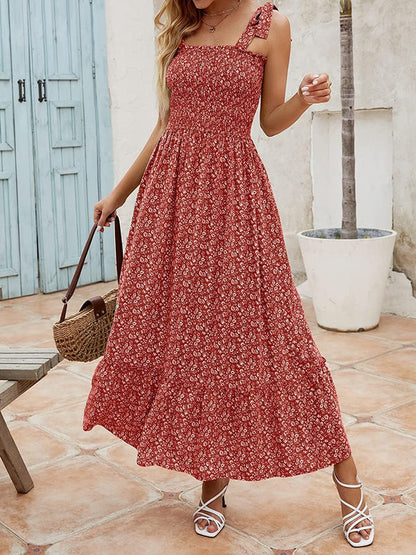 ND | Mila - Femmes été long bohème imprimé robes sans bretelles