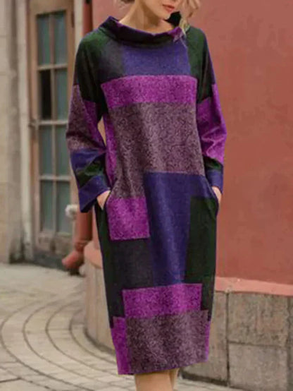 ND | Robe midi à manches longues en patchwork