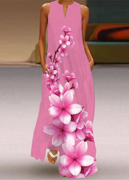EP | Chic Rose Sacs Impression Vacances Maxi Robes Été