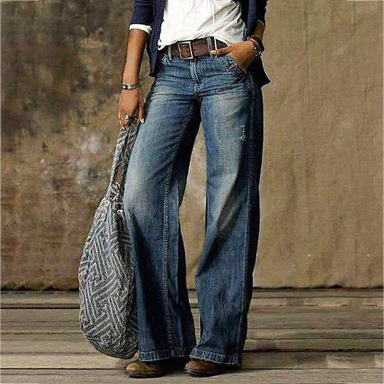 ND | Jeans en denim vintage avec une jambe large et une taille haute