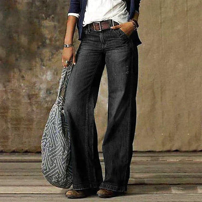 ND | Jeans en denim vintage avec une jambe large et une taille haute