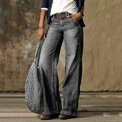ND | Jeans en denim vintage avec une jambe large et une taille haute