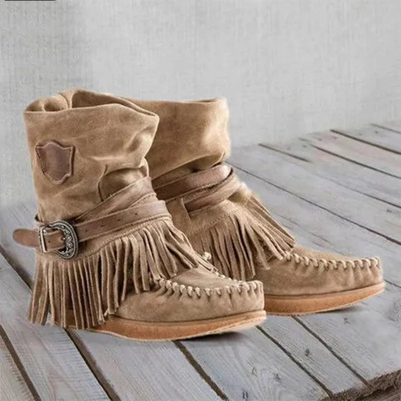 ND | Bottes mocassin à franges boho