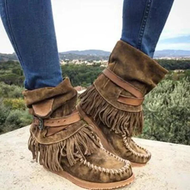 ND | Bottes mocassin à franges boho