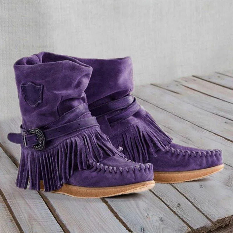 ND | Bottes mocassin à franges boho