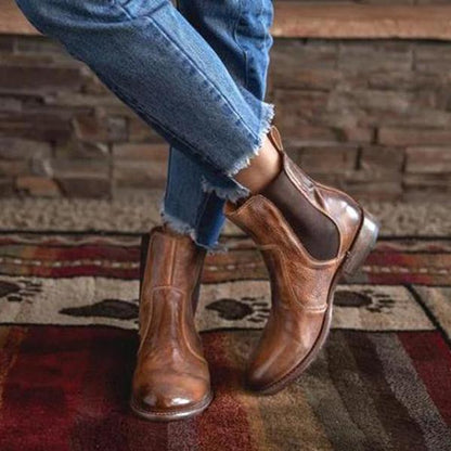 ND | Bottines pour femmes en cuir style vintage