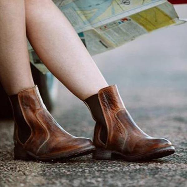 ND | Bottines pour femmes en cuir style vintage