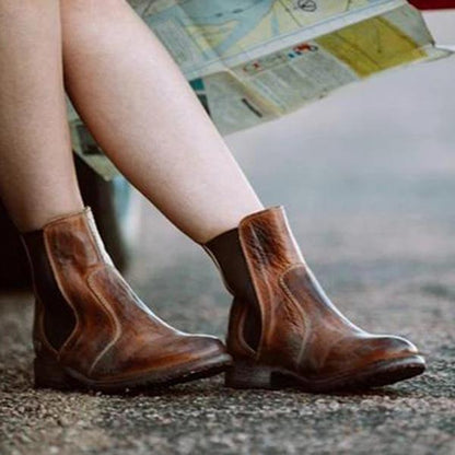 ND | Bottines pour femmes en cuir style vintage
