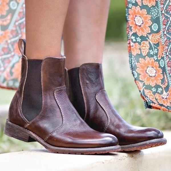 ND | Bottines pour femmes en cuir style vintage
