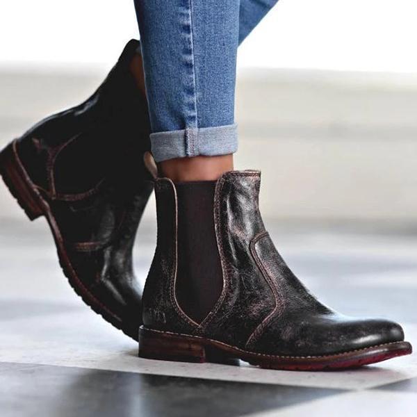 ND | Bottines pour femmes en cuir style vintage