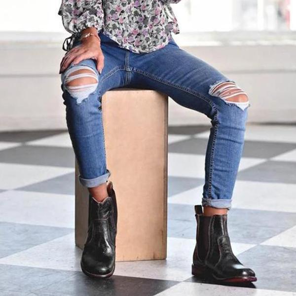 ND | Bottines pour femmes en cuir style vintage