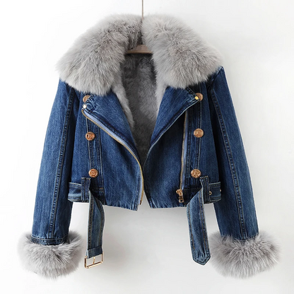 ND | Veste en denim de luxe en fausse fourrure