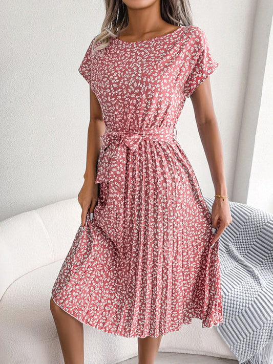 EP | Robe midi avec nœuds et imprimé floral Encolure trapèze