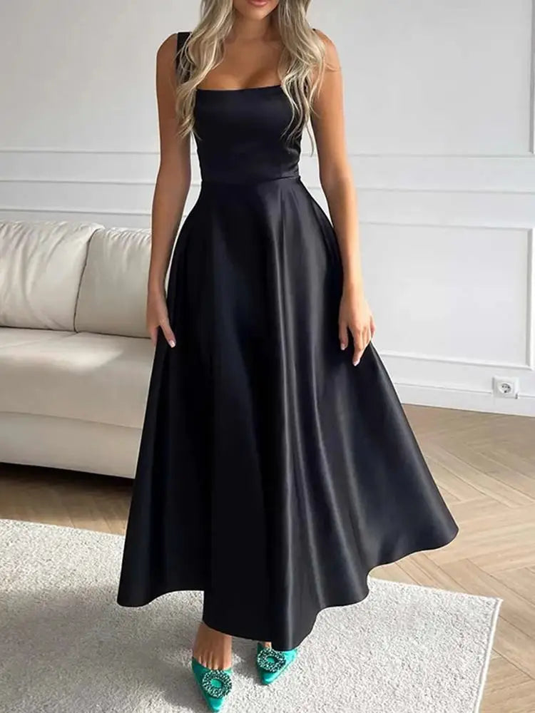 EP | Maxi-robe moderne sans manches taille haute pour femmes