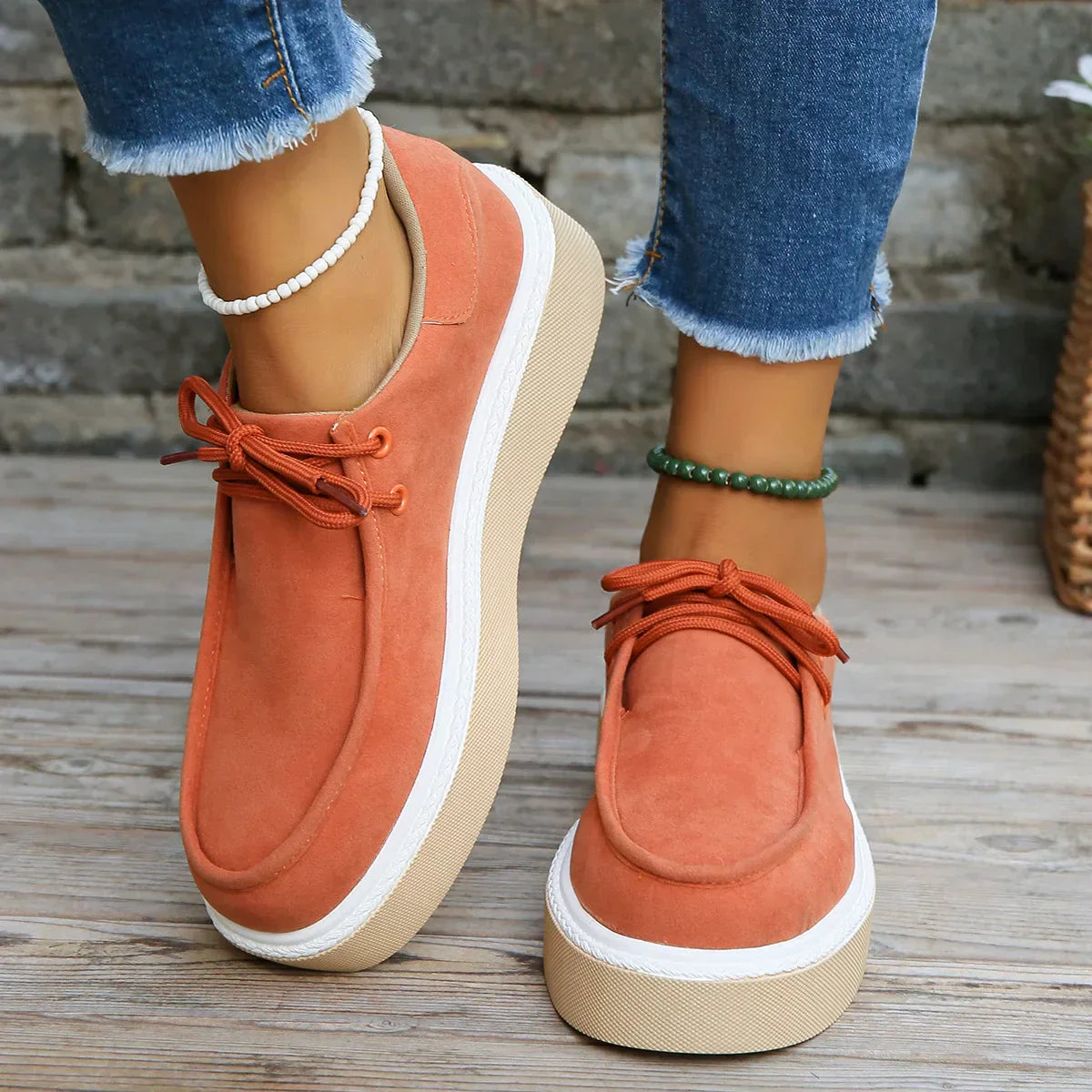 ND | Chaussures de sport à plateforme en daim décontractées