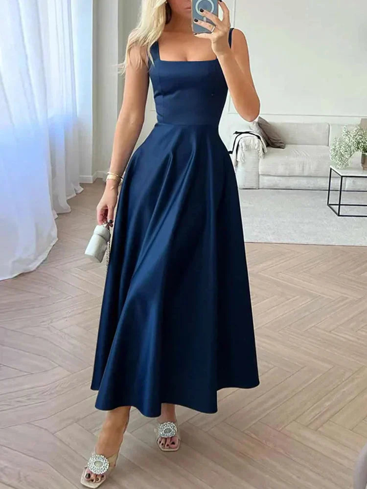 EP | Maxi-robe moderne sans manches taille haute pour femmes