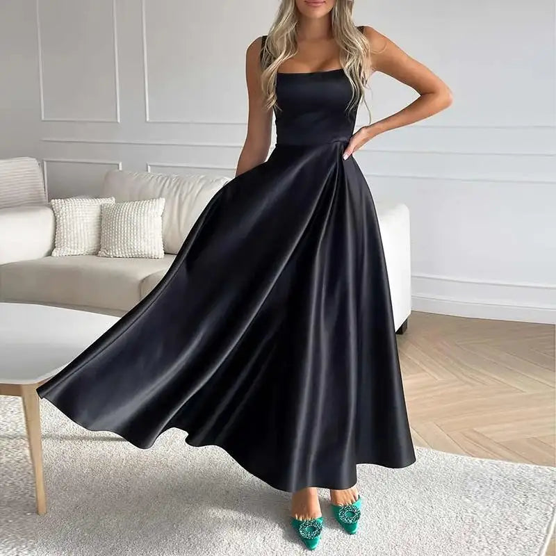 EP | Maxi-robe moderne sans manches taille haute pour femmes