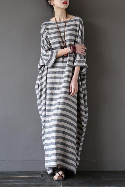 EP | rayures robes maxi en vrac été plus taille femmes vêtements