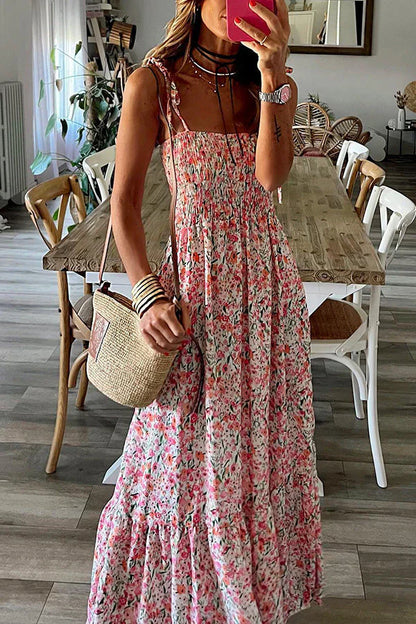 ND | Rubie Satin imprimé robe maxi bustier avec élastique au dos