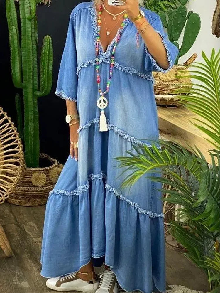 ND | Maxi-robe avec col en V