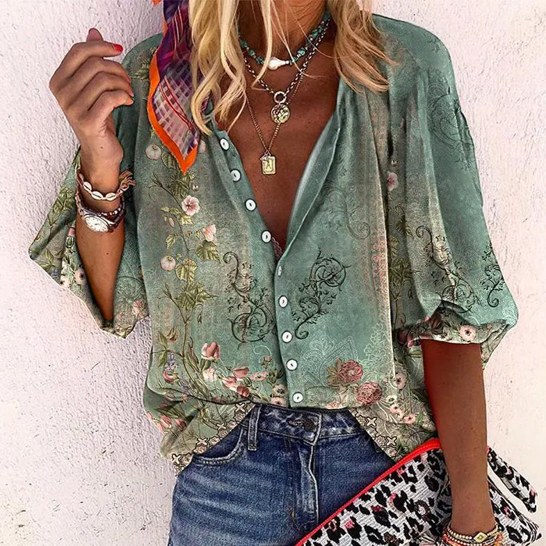 ND | t-shirt vert imprimé manches 3/4