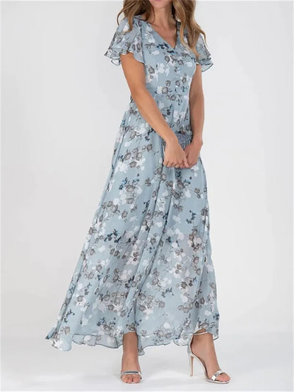 ND | Robes midi imprimées à manches longues et décolleté en V