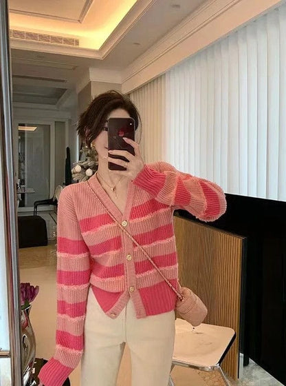 EP | Cardigan en tricot rayé décontracté