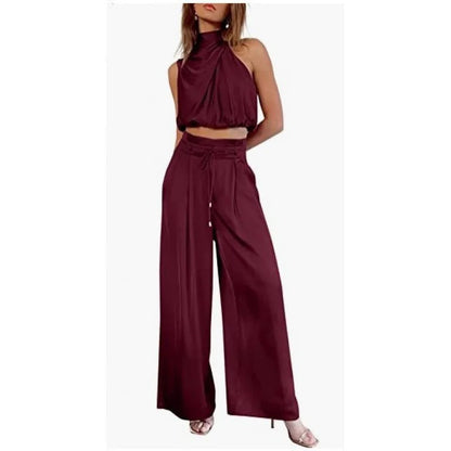 EP | Crop-Top avec décolleté tour de cou et ensemble de jambes larges