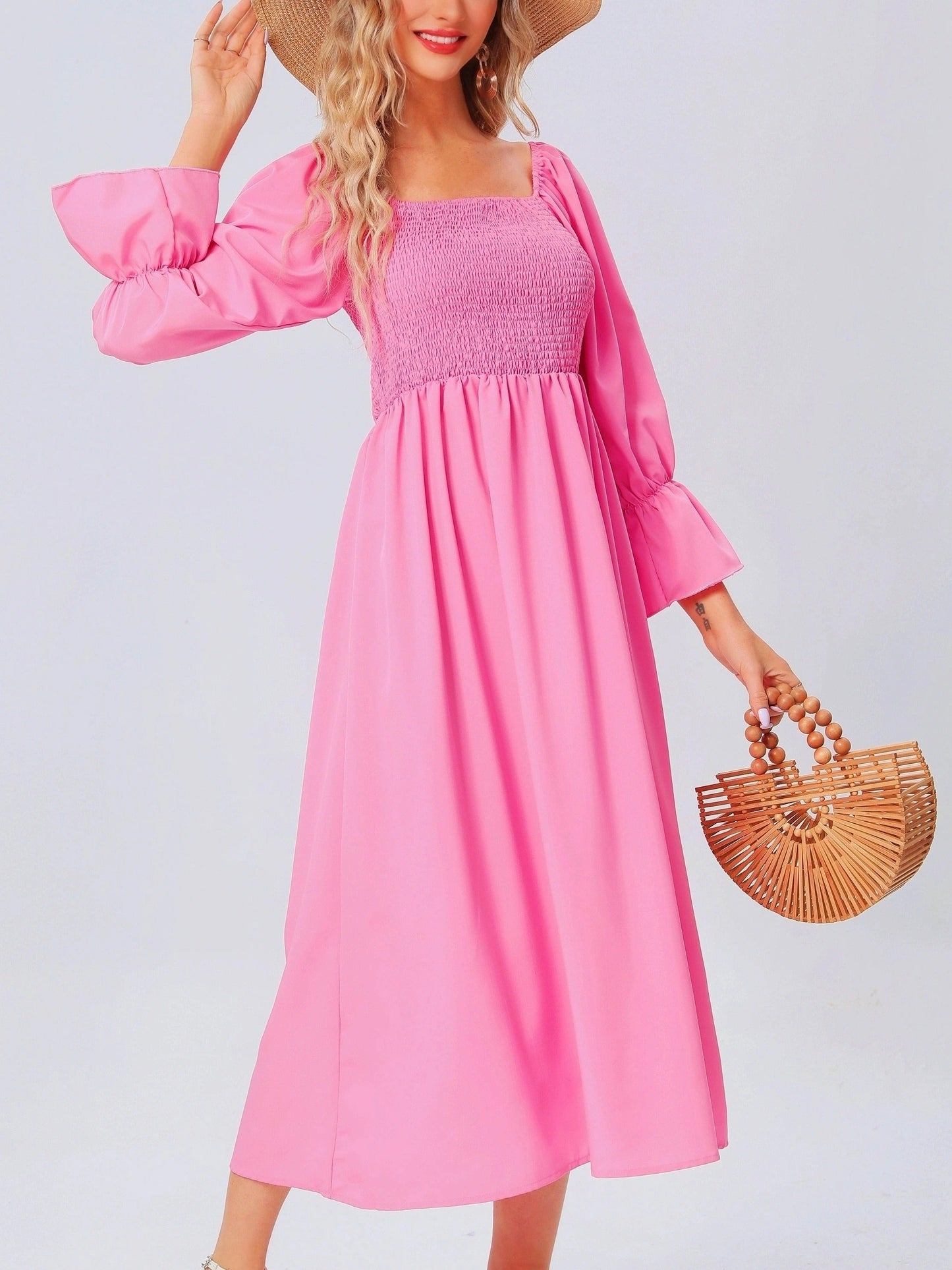 EP | Robe midi avec manches bouffantes