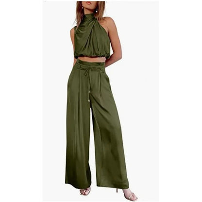 EP | Crop-Top avec décolleté tour de cou et ensemble de jambes larges