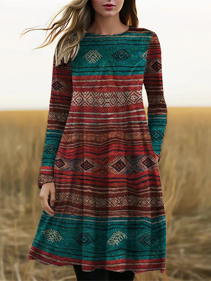 ND | Robe midi à manches longues avec imprimé boho