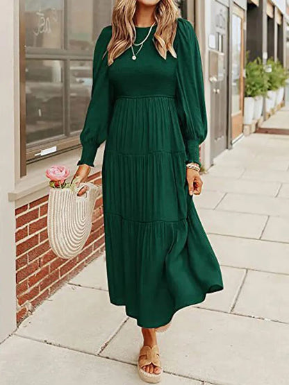 ND | Robe midi à manches longues avec smocks