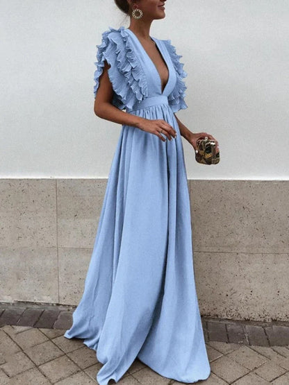 EP | Robe élégante avec décolleté en V et manches ruchées