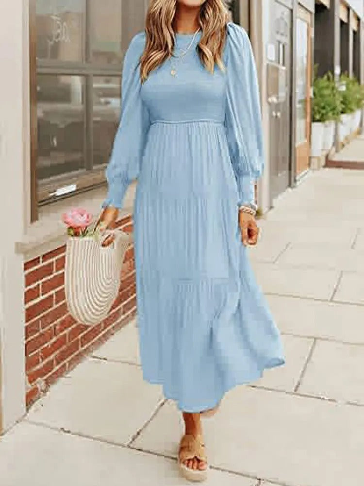 ND | Robe midi à manches longues avec smocks